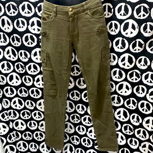 BLANK NYC GREEN CARGO SKINNY JEANS SZ 27 ZIP LEG